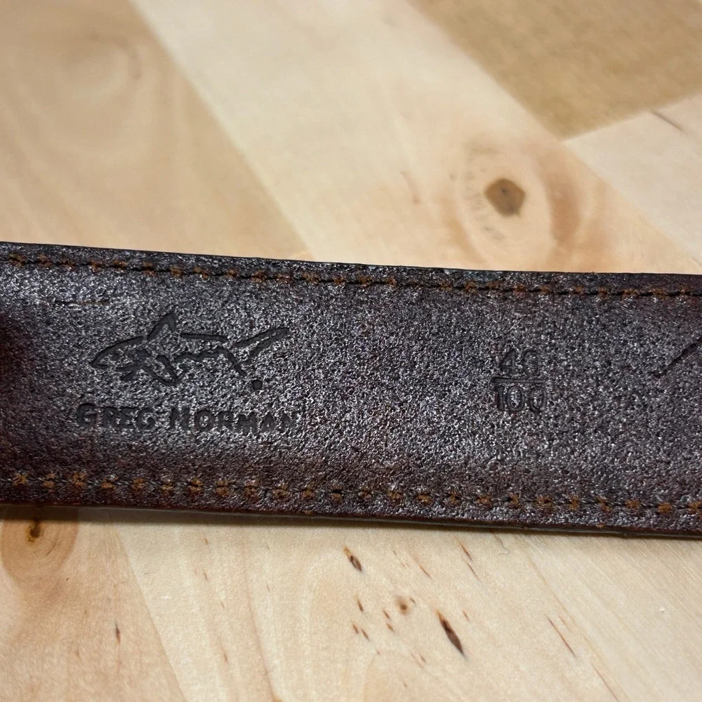 Greg Norman Mens Dark Brown Genuine‎ Leather Studded Belt - Size 40